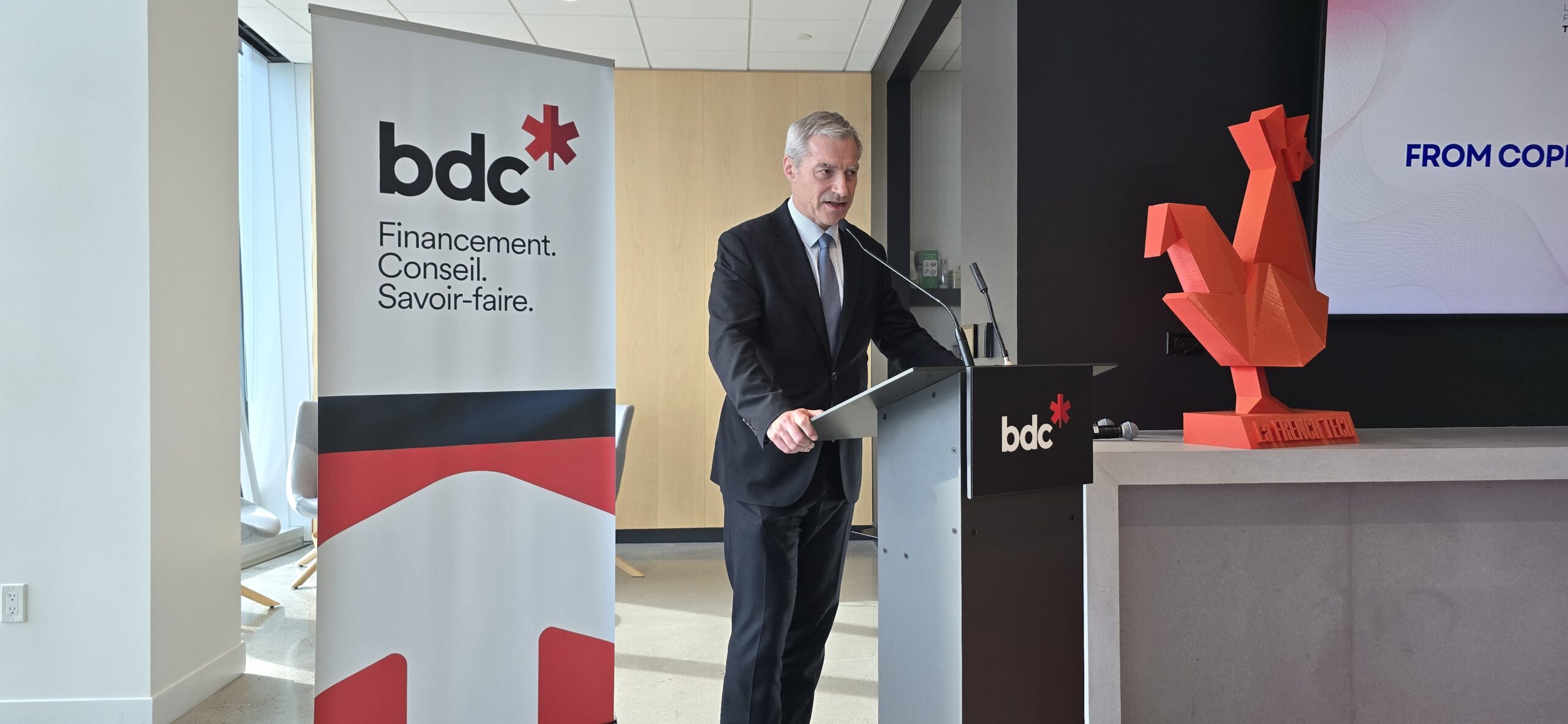 Bertrand Pous, Consul General of France in Toronto, speaking at the La French Tech Toronto June meetup