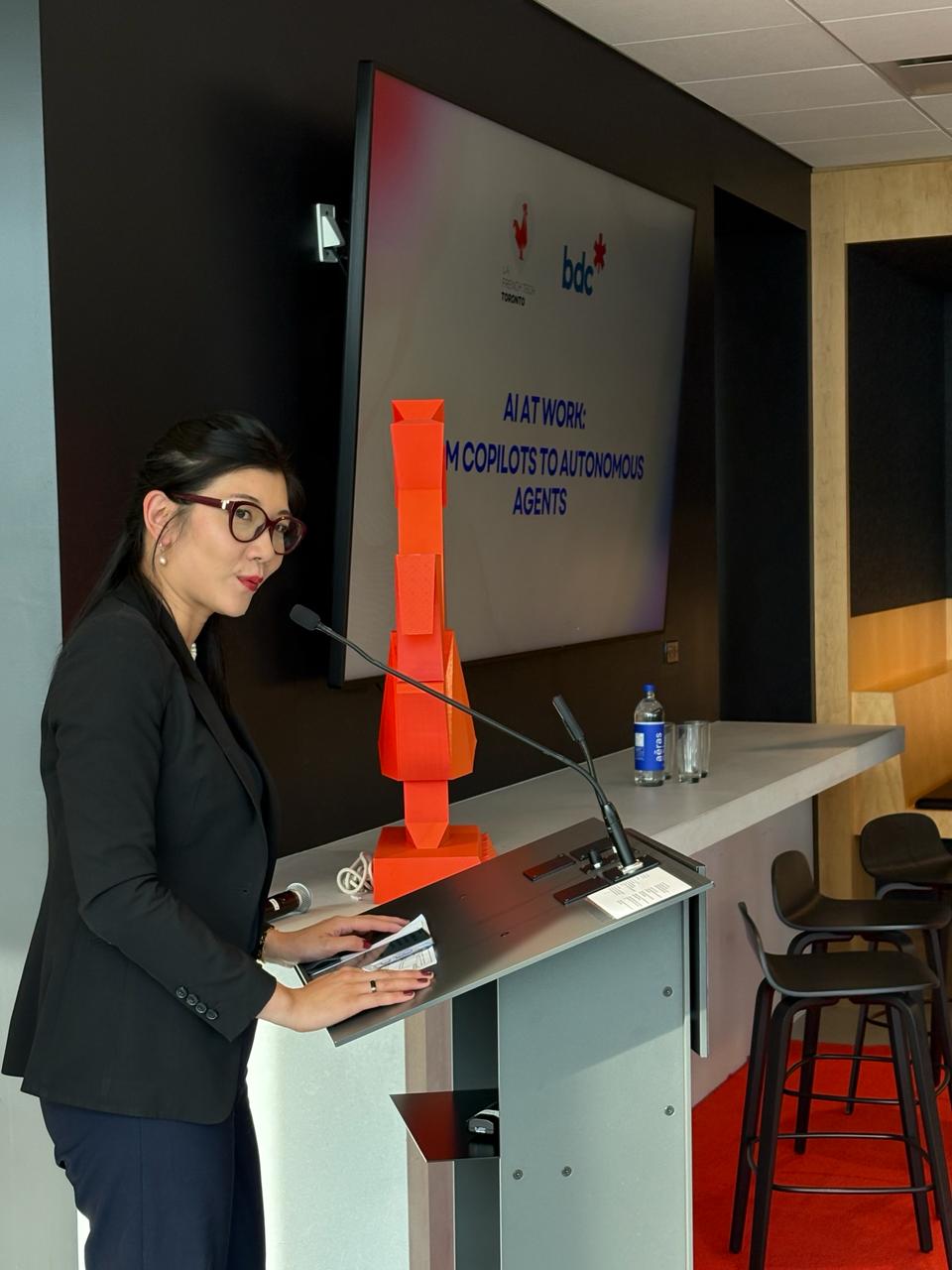 Estelle Chen, President of La French Tech Toronto, opening the June meetup at BDC